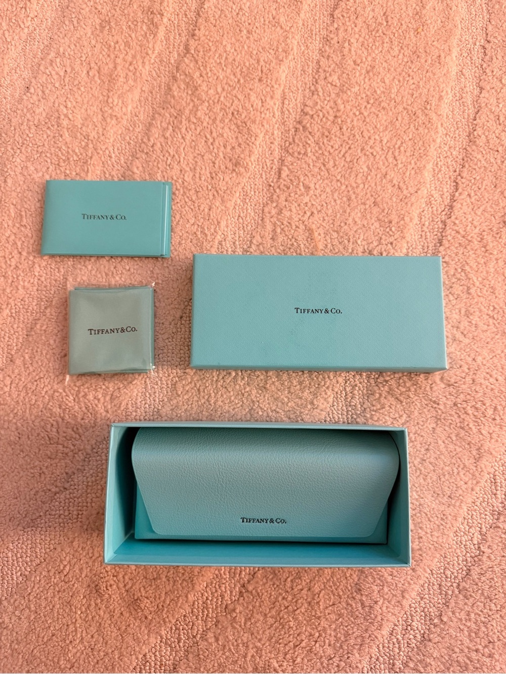 Tiffany & Co. Tiffany Blue Leather Eyeglass Sunglasses Case Box Set